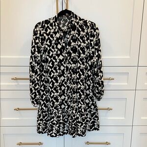 Zara Black and White Patterned Dress